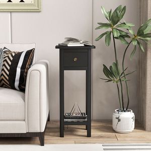 Comodino Sottile a 2 Livelli con Cassetto e Ripiano, Comodini Premium - Product Image 2