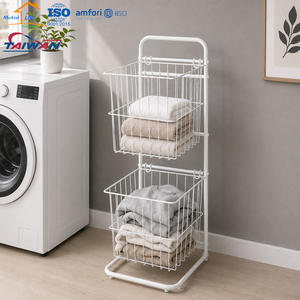 Cesto de Ropa de 2 Niveles con Soporte Metálico, Organizador de Ropa para Baño y Hogar - Product Image 4