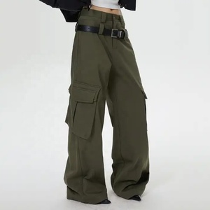 Multi-Pocket Painted Denim <b>Cargo</b> Pants <b>Women</b> High Waist Breathable Quick Dry 100% Polyester Stonewashed Casual New Arrival - Product Image 6