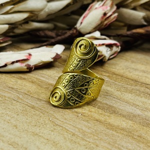 Trendy Design Shield Rings Boho Brass Tribal For Women Antique Brass Finish Swirl <b>Wrap</b> Statement Jewelry For Wholesale/OEM/ODM - Product Image 3