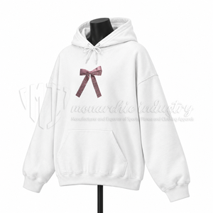 Women’s <b>White</b> <b>Oversized</b> <b>Hoodie</b> Custom Bow Graphic Pullover Casual Streetwear Fleece <b>Hoodie</b> Manufacturer - Product Image 3