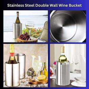 Enfriador de Vino de Acero Inoxidable de Doble Pared para Botellas Estándar y para Uso en Fiestas, Hecho en India, Precios de Fábrica - Product Image 2