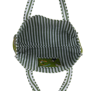 Sac fourre-tout en coton matelassé réversible fait main, écologique, style bohème, imprimé animaux de la jungle, poignées rayées, pour le shopping toutes saisons - Product Image 5