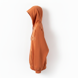 Sweat à capuche oversize pour homme, couleur rouille, motif soleil brodé à la main, en molleton de coton, style streetwear décontracté pour l'automne - Product Image 5