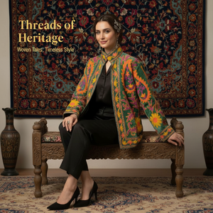 Green Floral Embroidered Bomber Jacket Orange Yellow Needle <b>Work</b> Coat <b>Stand</b> Collar Long Sleeves Side Pockets Women Casual Wear - Product Image 5