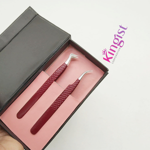 Pinzas de Fibra para Extensión de Pestañas Blancas y Moradas en Oferta, Aplicador de Pestañas Color Oro Rosa, Juego de 2 Pinzas para Extensión de Pestañas con Caja - Product Image 1
