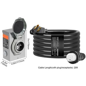 Cavo di Alimentazione per Generatore NEMA 14 50P/SS2 50R STW 6/3+8/1 AWG, Kit Scatola di Ingresso C da 50 Amp con Connettore Twist Lock e Cavo da 20 Piedi per Alimentazione Generatori - Product Image 2