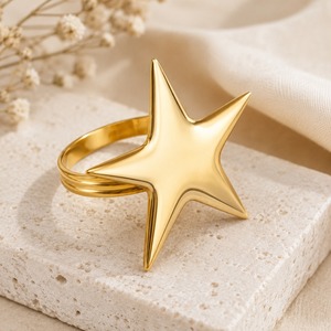 Premium Metal Napkin <b>Ring</b> Set with Snowflake Star Table Napkin Holder for Wedding Dining Table Hotel and Restaurant Decor Use - Product Image 1