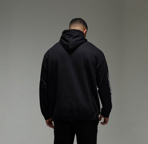 Sudadera con capucha negra para hombre, estilo urbano, corte regular, oversize, gruesa, 400GSM, holgada, con logo personalizado - Product Image 2