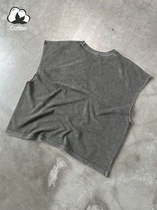 High Street Men's 100% Cotton Breathable Eco-Friendly Tank Top Vintage <b>T</b>-Shirt Sleeveless Design Solid Color Print Logo <b>Back</b> - Product Image 6