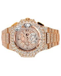 Montre bracelet de luxe haut de gamme en moissanite pour homme, entièrement sertie de pierres - Product Image 1