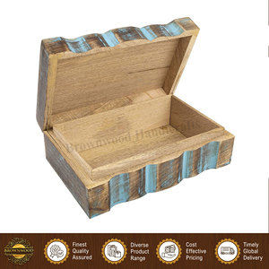 Caja de madera de mango maciza tallada a mano, 100% natural, con un diseño llamativo de color azul quemado, de primera calidad, procedente de la India. - Product Image 2