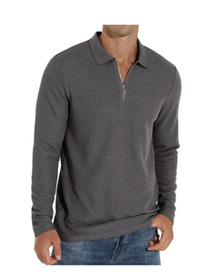 <b>Men's</b> Long Sleeve Striped Polo <b>Shirt</b> Cotton Knitted Button Collar Casual Style 2027 - Product Image 5