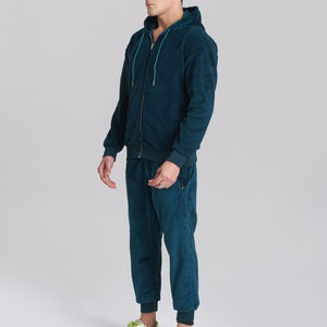 Conjunto Deportivo Premium de Terciopelo Azul Marino para Hombre, Chaqueta con Capucha y Cierre Completo y Pantalones Jogger, Ropa Deportiva Casual - Product Image 2