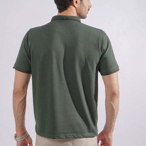 Polo à manches courtes pour homme, couleur unie, décontracté, tricoté, uni, vert - Product Image 6