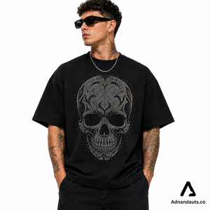 T-shirt personnalisé avec strass sur toute la surface |   T-shirt streetwear surdimensionné de luxe avec strass, fabricant de marques privées - Product Image 4
