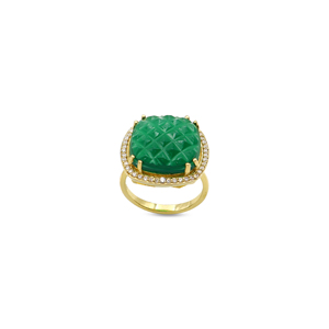 925 Sterling Silver Natural <b>Green</b> Onyx <b>Ring</b> Gold Plated OEM ODM Fine Jewelry - Product Image 1