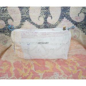 Ensemble de trousses de toilette en coton indien Kantha, motif floral, fermeture à glissière, design léger - Sac de voyage pour femmes, accessoires de maquillage - Product Image 2