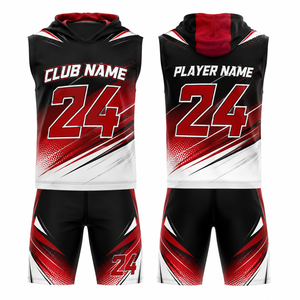 Ensemble de maillots de basketball personnalisés par sublimation, noir, rouge, blanc, 24, respirant, en spandex, uniformes unisexes pour adultes, thermocollage sans couture - Product Image 1