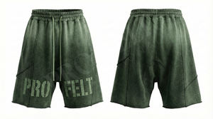 Shorts pour hommes en feutre professionnel, personnalisables, vente en gros, marque privée acceptée, respirants, séchage rapide, style urbain, effet délavé vintage - Product Image 4