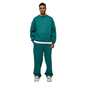 Custom 100% Cotton Blank <b>Oversized</b> Heavyweight Fleece Tracksuit Jogging Suit <b>Sweatpants</b> and Hoodie Set for Men O Neck Sweatsuit - Product Image 1