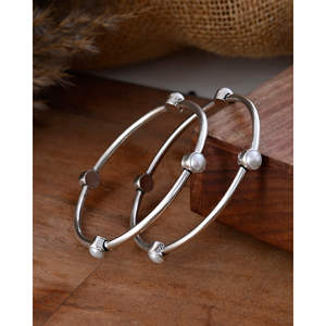 Bracelet et jonc en argent Meera Jaipur Pearl, collection de bijoux élégants - Product Image 1