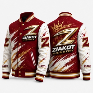 เสื้อแจ็กเก็ตสีแดงสีขาวของผู้ชาย Ziakot สีทองพิมพ์ลายซับลิเมชันสำหรับฤดูใบไม้ร่วง - Product Image 1