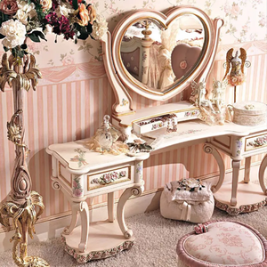 European Style Dressing <b>Table</b> Master Bedroom <b>Vanity</b> <b>Table</b> Elegant Solid Mahogany Princess Design Luxurious for Wedding - Product Image 1