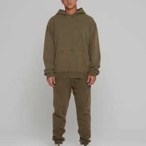 Conjuntos de Sudadera con Capucha de Algodón Teñido Personalizados con Logotipo de Moda y Pantalones Jogger, Proveedor Mayorista de Fábrica OEM ODM - Product Image 2