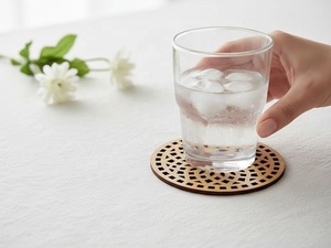 Celtic Knot Laser Cut Solid Wood Coaster Handcrafted Heat Resistant Drink Mat Rustic <b>Table</b> <b>Protector</b> Coffee Tea Glass Holder - Product Image 2