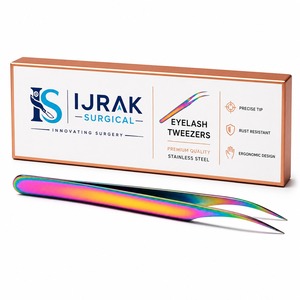 แหนบต่อขนตาแบบมืออาชีพ Ijrak Surgical Rainbow สแตนเลสสตีล ปลายโค้งมน ทนทาน สำหรับต่อขนตาแบบวอลลุ่ม - Product Image 4