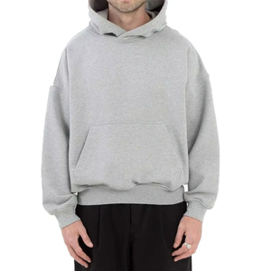 เสื้อฮู้ดดี้โอเวอร์ไซส์ผู้ชาย ผ้าฝ้ายฟลีซ 100% ซับในเป็นมิตรกับสิ่งแวดล้อม สวมใส่สบายๆ ในฤดูใบไม้ร่วง รับสกรีนโลโก้ - Product Image 4