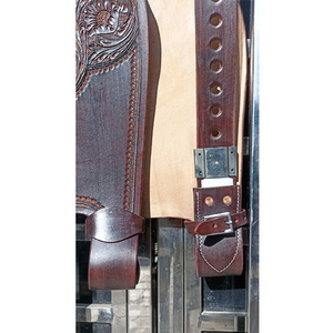 Paire de garde-boue en cuir véritable de qualité supérieure avec sangles de remplacement pour selle de cheval western adulte - Product Image 2