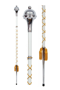 Masse de tambour-major personnalisée de haute qualité, tête chromée gravée, boule en acier inoxydable, couronne de lion, 3 parties GTE-DMM-112 - Product Image 2