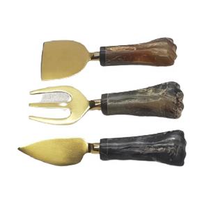 Xyj ensemble de trois couteaux à fromage en acier inoxydable, poignée en résine, magnifique Design à froufrous, haute qualité - Product Image 6