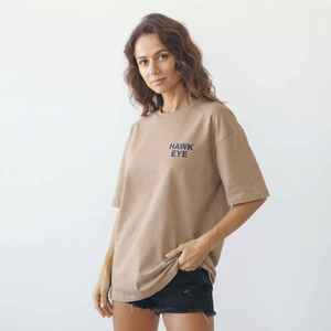 Camiseta de Cuello Redondo 100% Algodón para Mujer, Corte Holgado, con Impresión de Logotipo Personalizado, Top Informal de Manga Corta - Product Image 1