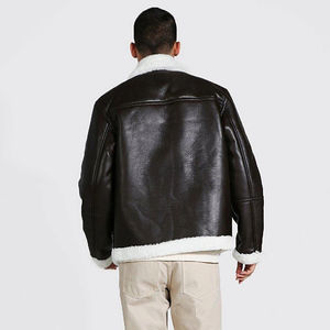 Service OEM – Nouvelle veste en cuir véritable 100 % pour homme, unie, teinte, de qualité supérieure, noire et chaude, pour l'hiver - Product Image 2