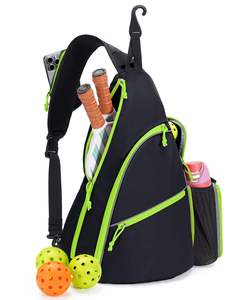 Sac à bandoulière pour raquette de pickleball en nylon imperméable, sac à dos de tennis tendance avec crochet pour clôture et poche pour téléphone - Product Image 2