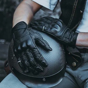 Gants de moto en cuir véritable brillant pour hommes et femmes, gants de protection respirants pour motards, vêtements de course pour les mains - Product Image 2