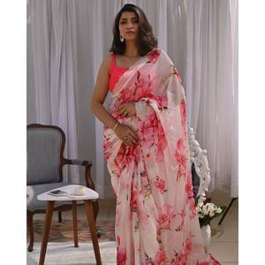 Magnifique création, sari rose en diamant fait main, taille M, pour les fêtes, ensembles de bijoux de mode - Product Image 6