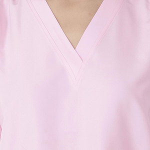 Ensemble de blouses et pantalons roses pour femmes, col en V, manches courtes, en coton et polyester tissé, tenue d'hôpital, détection d'aiguilles - Product Image 6