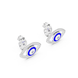 Conjunto de Aretes Modernos con Diseño de Ojo Turco en Oro Blanco Sólido de 18 Quilates, para Compromiso, Boda, Fiesta, San Valentín, Eventos Especiales y Uso Diario para Mujer - Product Image 2