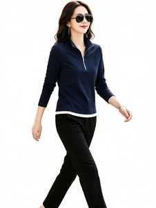 Sudadera Unisex de Forro Polar con Cuello Alto y Cierre de Cremallera de un Cuarto, Color Azul Marino, Marca Oneten Apparel, con Logotipo Bordado, Servicio OEM - Product Image 2