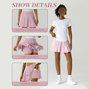 Jupe de tennis fonctionnelle pour femmes avec short intégré pour une couverture maximale, jupe athlétique taille haute pour les joueuses professionnelles - Product Image 5