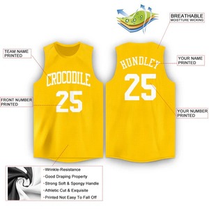 Camiseta de Baloncesto Personalizada con Malla en el Cuello, Diseño de Chimpancés en Dorado y Blanco, Sublimada, Profesional, Transpirable, Unisex, para Entrenamiento Deportivo - Product Image 5