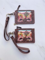 Dompet Kartu Kulit Asli Berkualitas Tinggi, Dompet Koin Bergaya, Kulit Buatan Tangan Gaya Bohemian Warna Coklat, Dompet Wanita