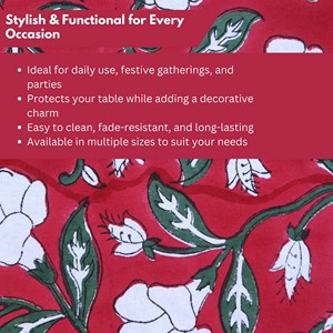 Handmade Pure Cotton Rectangle <b>Tablecloth</b> with Indian Farmhouse Design Hand Block Printed for Wedding & Home Decor OEM Wholesale - Product Image 3