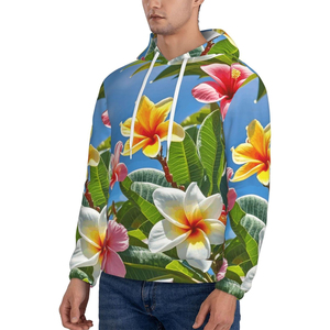 เสื้อฮู้ดลายดอกไม้เขตร้อนสำหรับผู้ชาย เสื้อสเวตเชิ้ตลำลองน้ำหนักเบา มีฮู้ด สวมใส่ได้ทุกวัน - Product Image 3