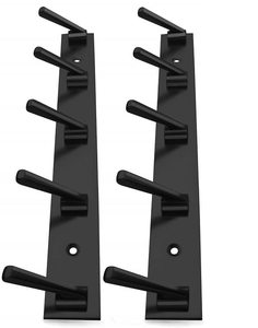 <b>Black</b> Metal Wall Mount <b>Hook</b> Rack 5 <b>Hooks</b> Heavy Duty Minimalist Design for Clothing Storage - Product Image 1