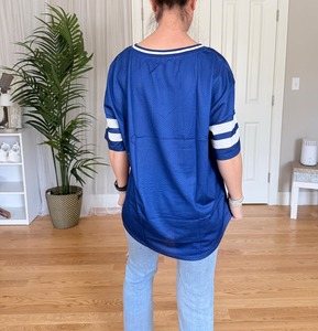 <b>Women</b> V Neck <b>Mesh</b> T-Shirt Short Sleeve Leopard Print 01 Number Loose Fit Sporty Style Spring Summer Wear - Product Image 4